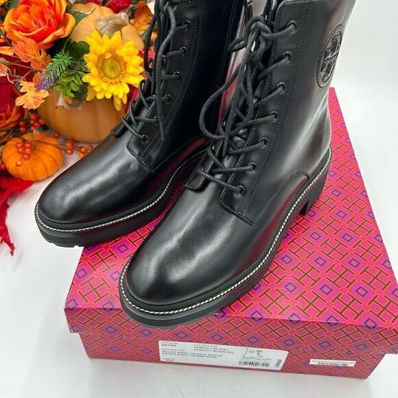SOLD!!    Women’s Tory Burch, 50mm leather lug sole lace up boots, size 10.5. - Picture 9 of 11